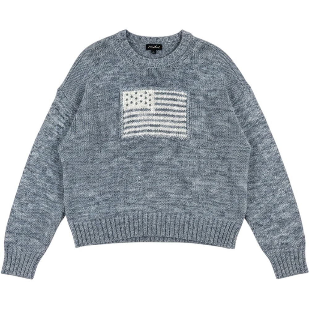 Marled American Flag Sweater XL Blue Egret Patriotic chunky knit preppy - Picture 1 of 9